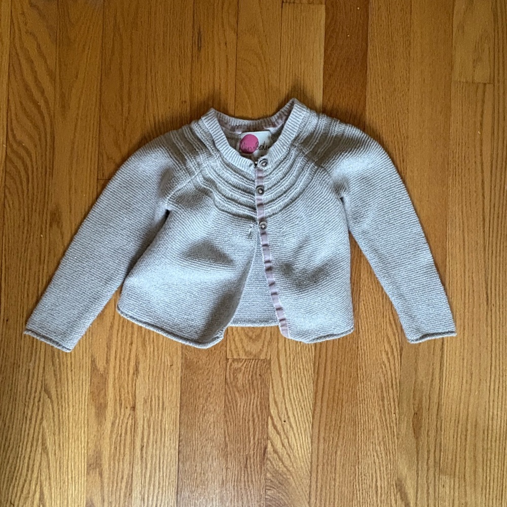 Mini Boden Beige Glitter Cardigan